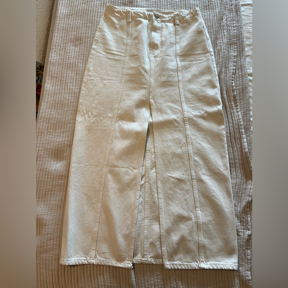 Zara beige denim maxi skirt